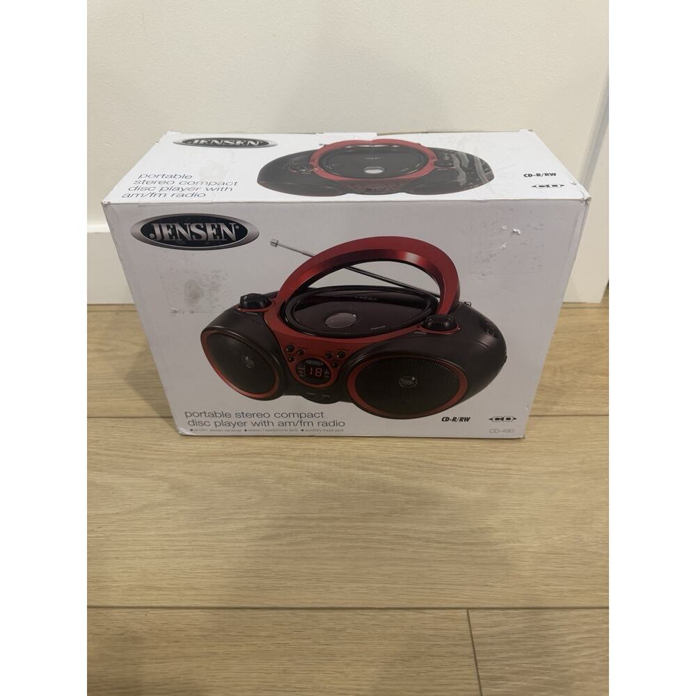 Jensen CD-490 Portable CD Player Sport Stereo - AM/FM Radio (Red/Black) [New ]